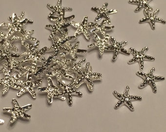 10 pieces of silver metal Starfish nail decor, 5 mm (S11)