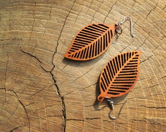 Leaf dangle earrings, Natural african wood, Eco-friendly jewelry #2
