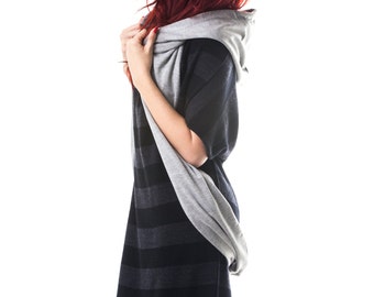Hooded Scarf SALE with Hidden Pockets, Cell Pocket and Infinity Scarf Option -Reversible- Unisex- Patent Pending