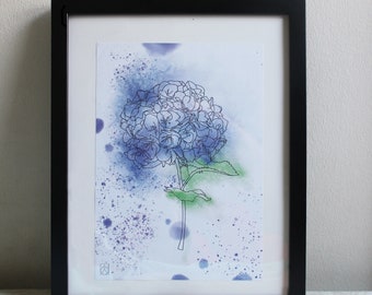 Purple and blue hydrangea illustration