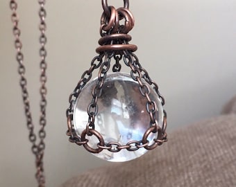 Crystal Ball Necklace Quartz Crystal Healing Crystal Clear Crystal Crystal Necklace daniellerosebean gemstone Pendant witchy