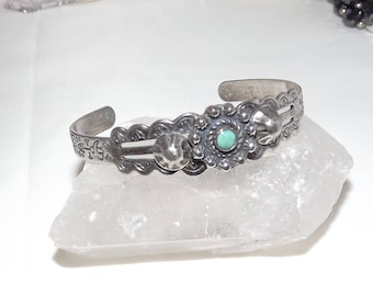 Vintage Silver Turquoise Navajo Southwestern Cuff