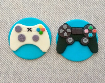 12 PlayStation 4 and XBox game controller fondant cupcake toppers