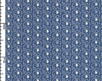 Japanese Fabric ~ Kokka Fabric ~ Elephants Fabric ~ Blue Fabric ~ Home Decor Fabric ~ Cotton Printed Canvas ~ Boys Fabric ~ Girls Fabric