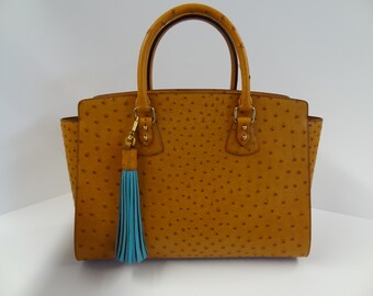 Genuine ostrich leather handmade bag