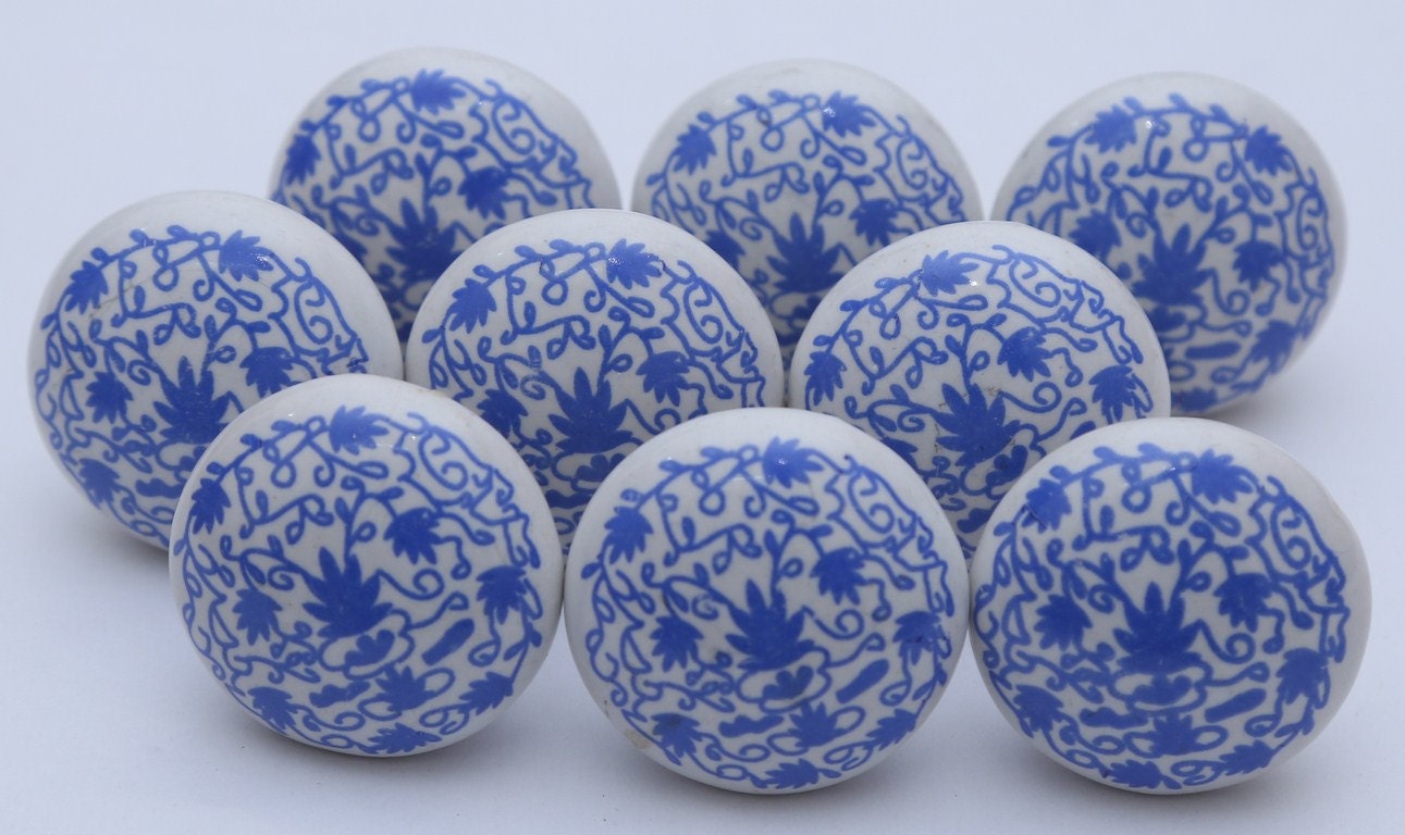 Blue And White Ceramic Knobs Ceramic Door Knobs Kitchen Cabinet
