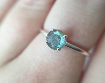 Faceted Labradorite Ring in sterling silver - sterling silver labradorite ring - faceted labradorite ring - labradorite engagement ring
