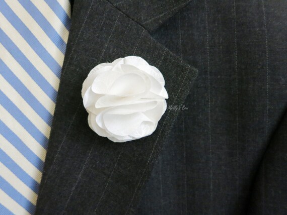 White Floral Lapel Flower Wedding Boutonniere Mens Lapel