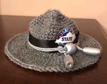 Crocheted baby State Trooper hat