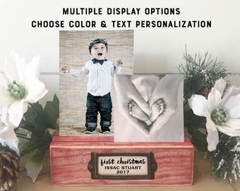 Baby First Christmas gift holds photos and more, Personalized block for baby, boy, or girl, first christmas frame,new parents christmas gift