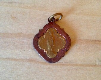 Antique Medal of the Blessed Virgin Mary of Lourdes France