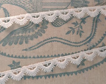 Vintage Ivory Sewing Lace - Scalloped Beige Lace Trim + Yardage, Crafting Supply Seamstress Destash, Old Lace Yardage Supply, 608" Long Lace