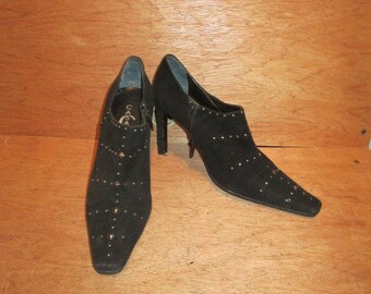 CASADEI vintage black suede ankle boots shoes sz 7.5