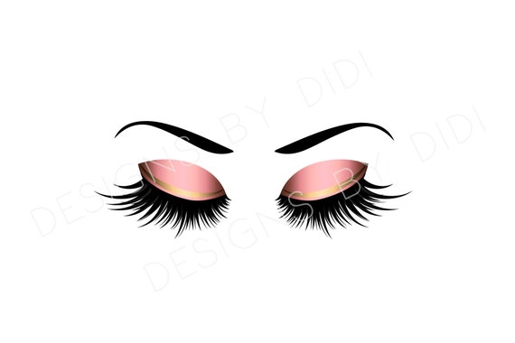 Instant Download Lash Clipart pink gold lashes clip art