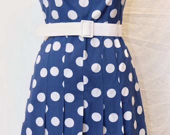 Vintage 60's blue and white polka dot day dress - dominex