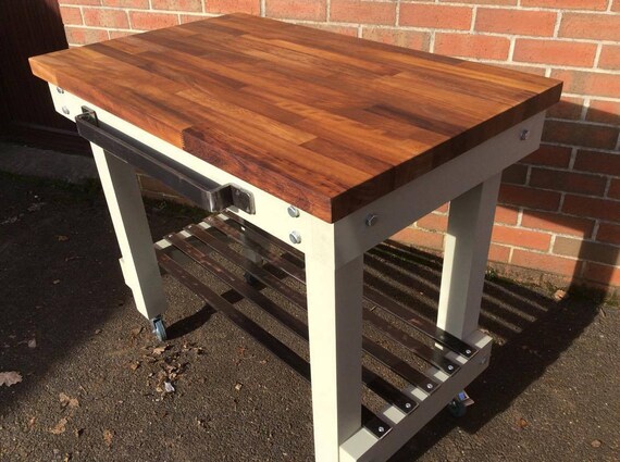 Solid Wood Top Food Safe Kitchen Island Breakfast Bar Table