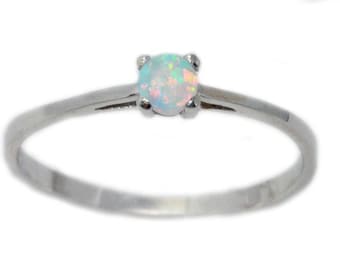 3mm Opal Round Beautiful Stacking Dainty Ring .925 Sterling Silver