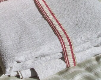 Antique French Fabric pure hand loomed chanvre Organic hemp linen weave loom width