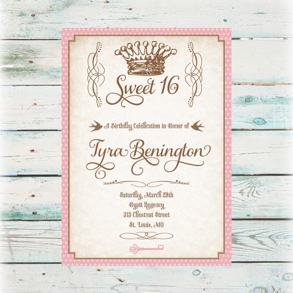 It's just an image of Remarkable Sweet 16 Birthday Invitations Free Printable This is a graphic of Remarkable Sweet 16 Birthday Invitations Free Printable