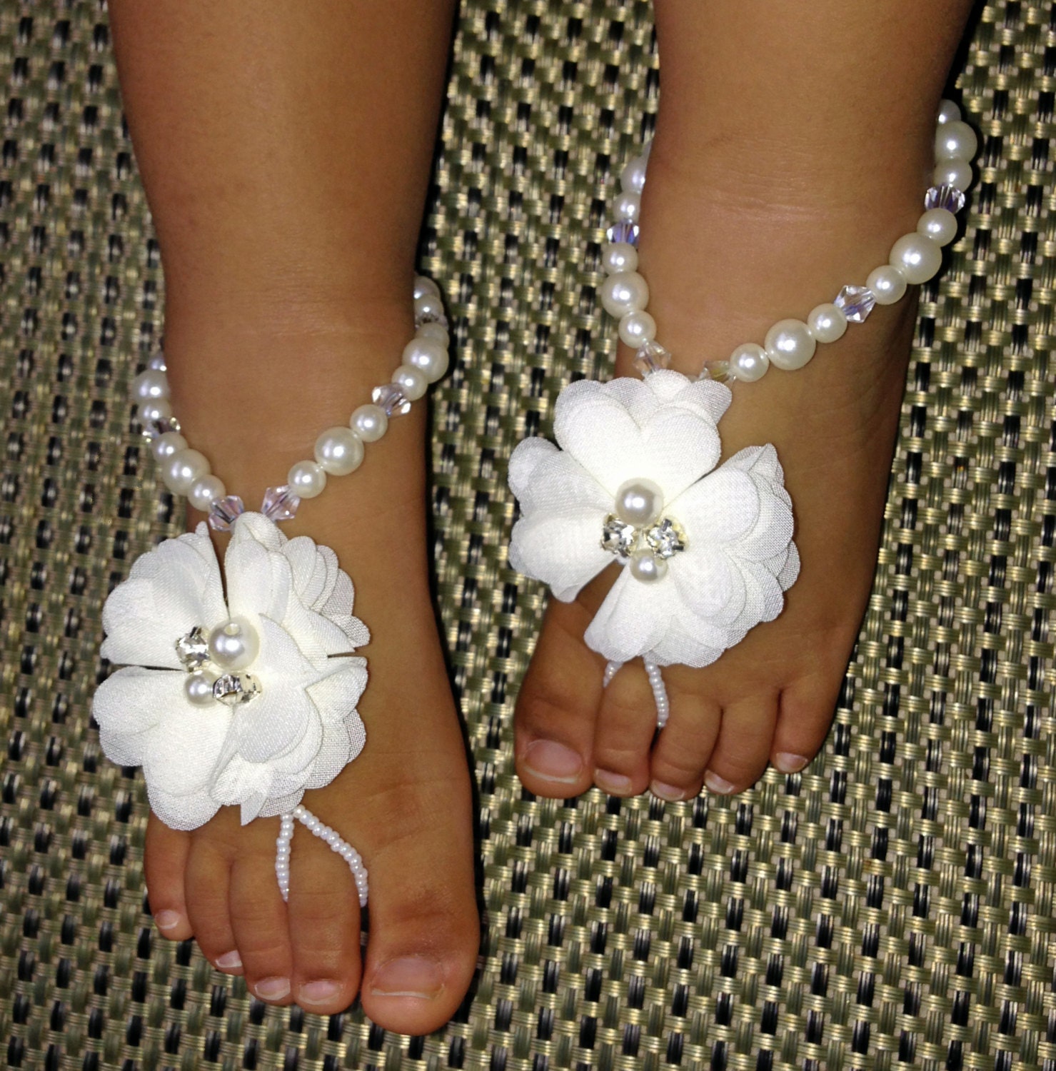 Baby Barefoot Sandals Flower Girl Barefoot Sandals