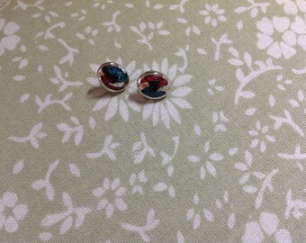 Vintage Earrings, Stud Earrings, Post Earrings, Pierced Earrings, Small Oval Earrings, 80's Earrings, Coral Blue Earrings