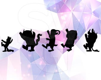 Where the Wild Things are SVG DXF Clip art Monster Party Supply Cut Cricut Design Silhouette Cameo Decoration Vinyl Decal Stencil Template