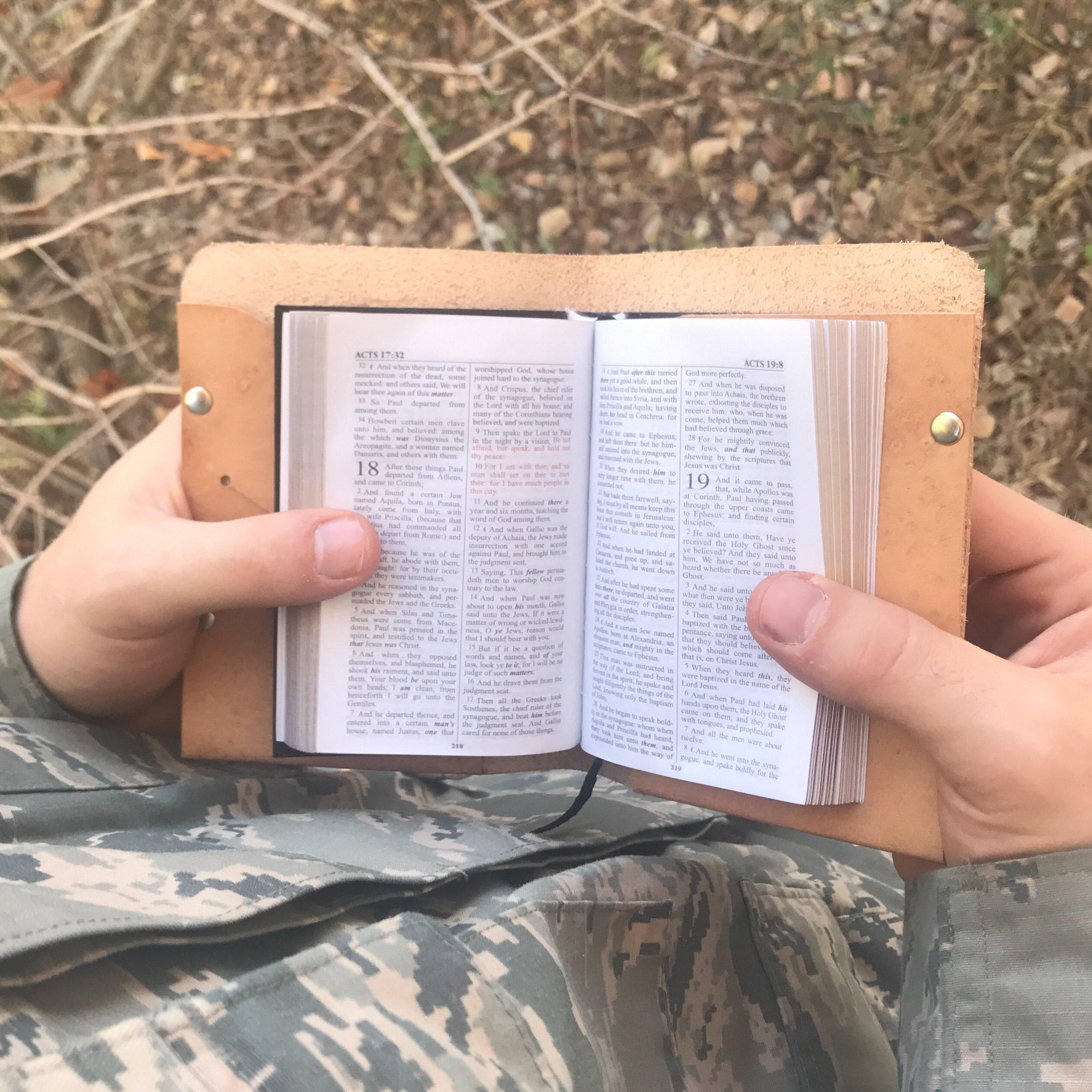 Leather Bible Cover Pocket Size Bible Military Bible