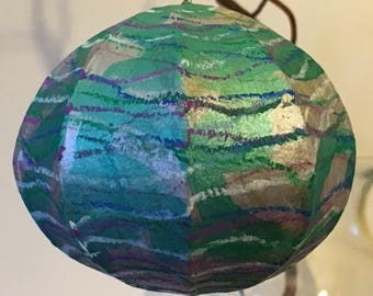 SALE! Two Dollars Off Original Price: Hand painted 5 inch paper mache tree ornament.