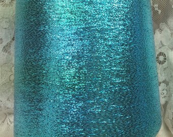 metallic coned yarn approx 30000 yds 1 lb plus aqua metallic machine knitting crafts altered art sweaters