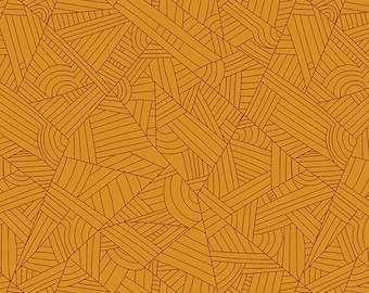 Pre-order: Lines in Butterscotch by Shannon Brinkley from the Mosaic collection for Andover #A-8886-EO by 1/2 yard