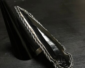 Black Obsidian Arrowhead Sterling Silver Ring