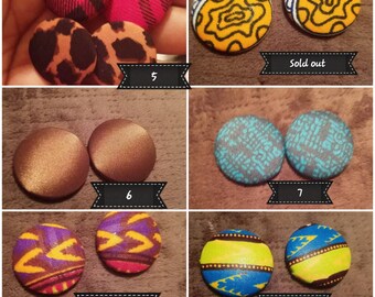 Fabric covered button earrings