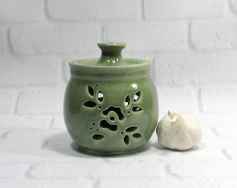 Garlic Jar - Garlic Keeper - Kitchen Organization - Kitchen Canister - Storage Jar - Candy Jar - Pottery Jar - Ceramic Canister