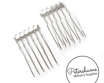 2 Silver Plated Metal Hair Combs for birdcage veils and fascinators