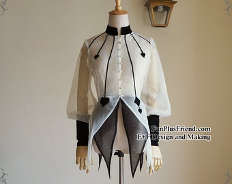 Gothic Steampunk Poker Flocking Organdy Dress Blouse