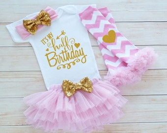 Baby Half Birthday Outfit, Cake Smash Shirt, Half Birthday Outfit Girl, 6 Month Birthday, Half Way To One Bodysuit, Half Birthday Outfit,