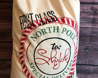 Personalized Canvas Santa Sack, santa sack, personalized, christmas bag, santa bag, canvas bag, canvas santa bag, santa, bag, glitter