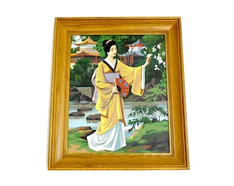 Vintage Large Framed Geisha Paint By Number (E8183)