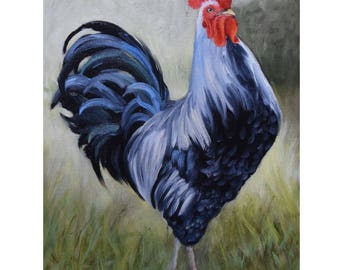 Rooster Wall Art,Farmhouse Chic,Original 14x18 Canvas Oil Painting By Cheri Wollenberg
