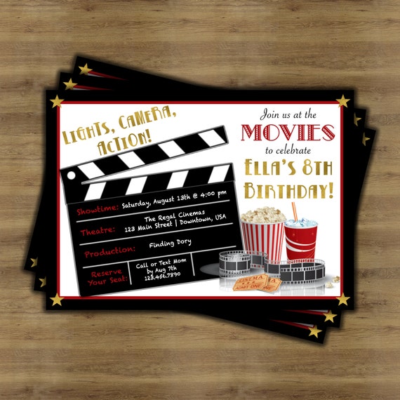 Movie Birthday Invitation Movie Theatre Birthday Invitation