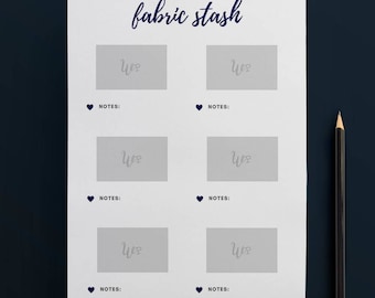 Printable Fabric Stash Organiser in NAVY (6 to Page) // Fabric Planner //Printable Planner // A4 Size //Paper // Instant Download
