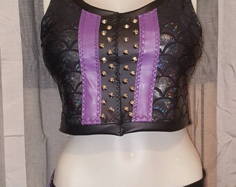 Black and purple studded crop top. UK size 8-10
