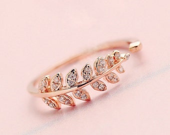 Fern Flora Zircon Rose Gold Ring
