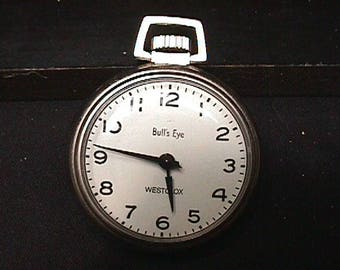 A Vintage Westclox Bull's Eye Pocket Watch in Great Running Condition # 58