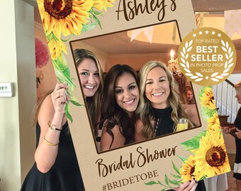 Bridal Shower Photo Prop - Sunflower - DIGITAL FILE - Photo Prop Frame - Graduation - Printed Option Available - Wedding Photo Booth Props