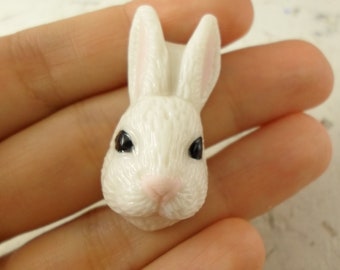 Animal Cabochon Bunny , Porcelain Animal cabochon, Porcelain by Lana Manna