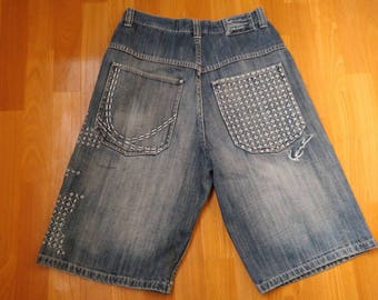 KARL KANI shorts, Kani jeans denim shorts of 90s hip-hop clothing, 1990s hip hop, OG, gangsta rap, size W 32