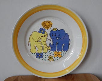 Vintage Stavangerflint Inger Waage Kids Plate Lillefant Norway 1960 s