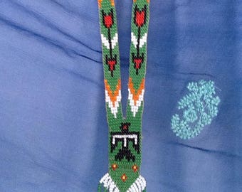 1960's-70's Native American Thunderbird Handmade Beaded Souvenir Necklace