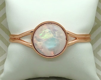 White Fire Opal Cuff Bracelet - Opal - Faux Opal - Bracelet - Opal Bracelet - Fire Opal - Opal Jewelry - Fire Opal Jewelry - Cuff Bracelet -